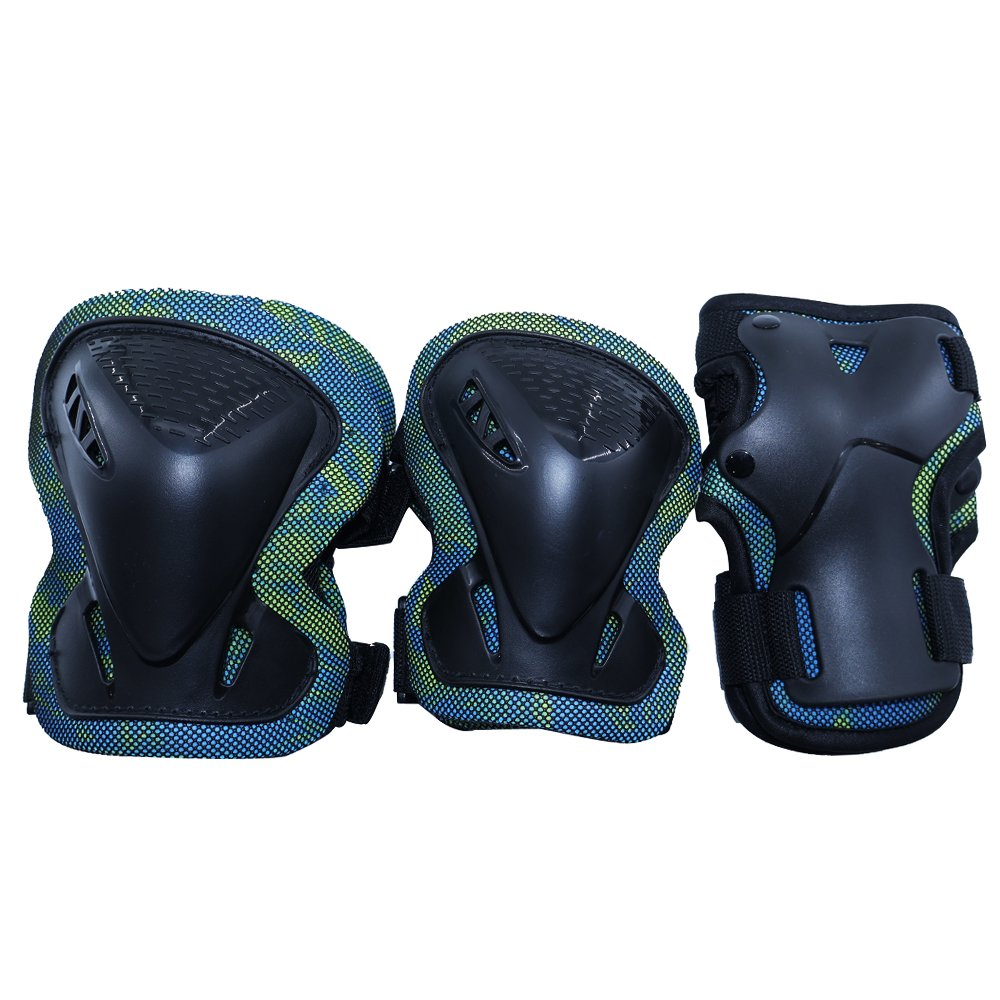 JSY002B Adult Roller Skate Protective Gear Set - Black and Blue