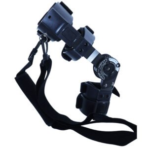 Shoulder Strap Adjustable Medical Knee Brace - Black front view - Jason Protector orthopedic supports OEM